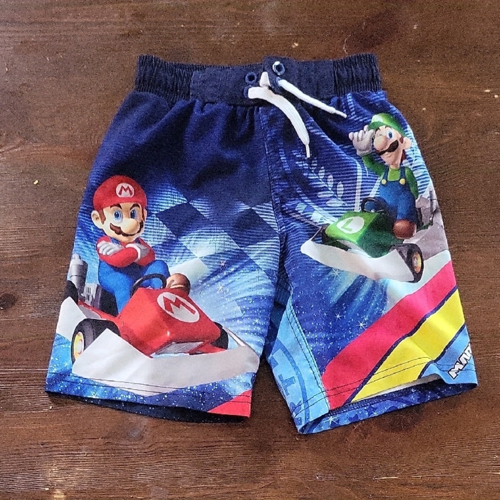 Blue and Red Mario Themed Swim Shorts
